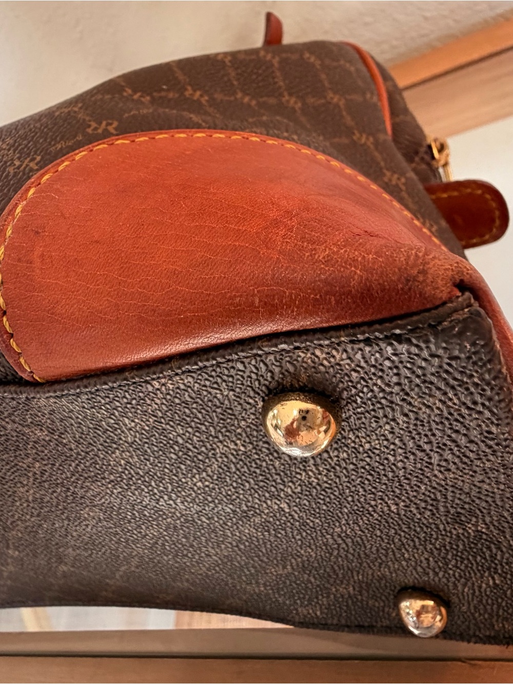 Rioni Moda Italia Signature Monogram Coated Canvas Dome Satchel Bag, Preppy - Picture 7 of 16